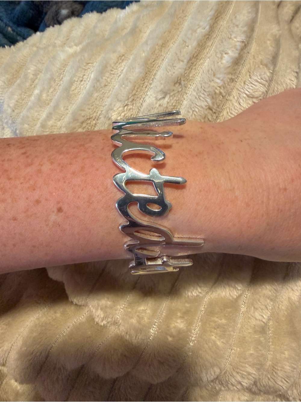 Rustic Cuff “Addicted To Cuffs” Silver Script Cuff